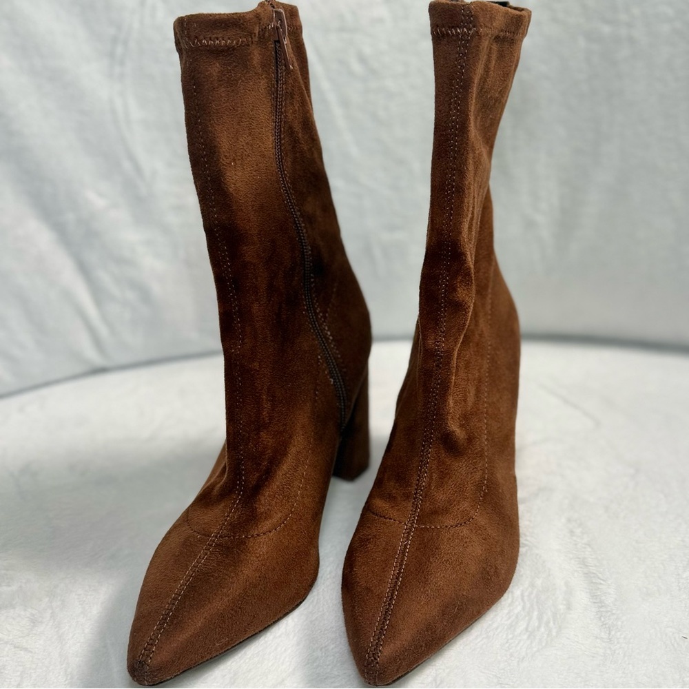 Express Brown Suede Heeled Boots